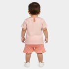 Infants Peach Cotton Shorts Set, Peach, small