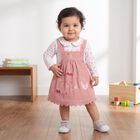 Infants' Pink Cotton Fit and Flare Embroidered Pinafore Frock, Light Pink, small