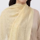 Women's Beige Cotton Embroidered Dupatta, Beige, small