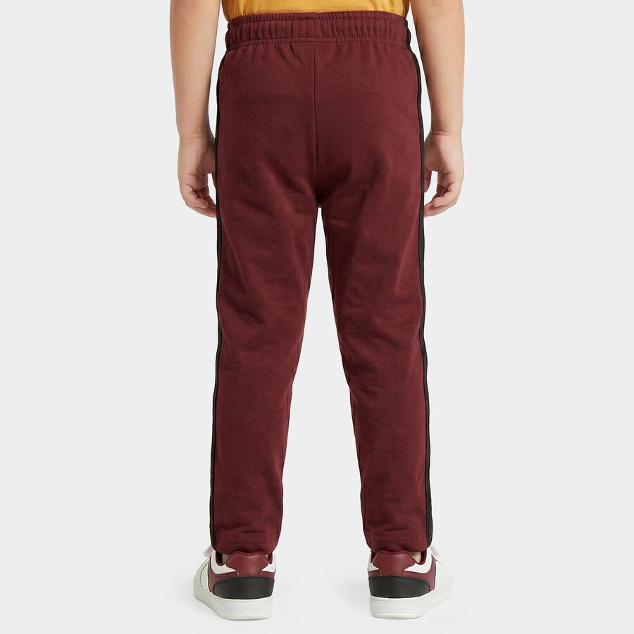Boys Maroon Straight Fit Cartoon Printed Cotton Blend Pyjama, मरून, large