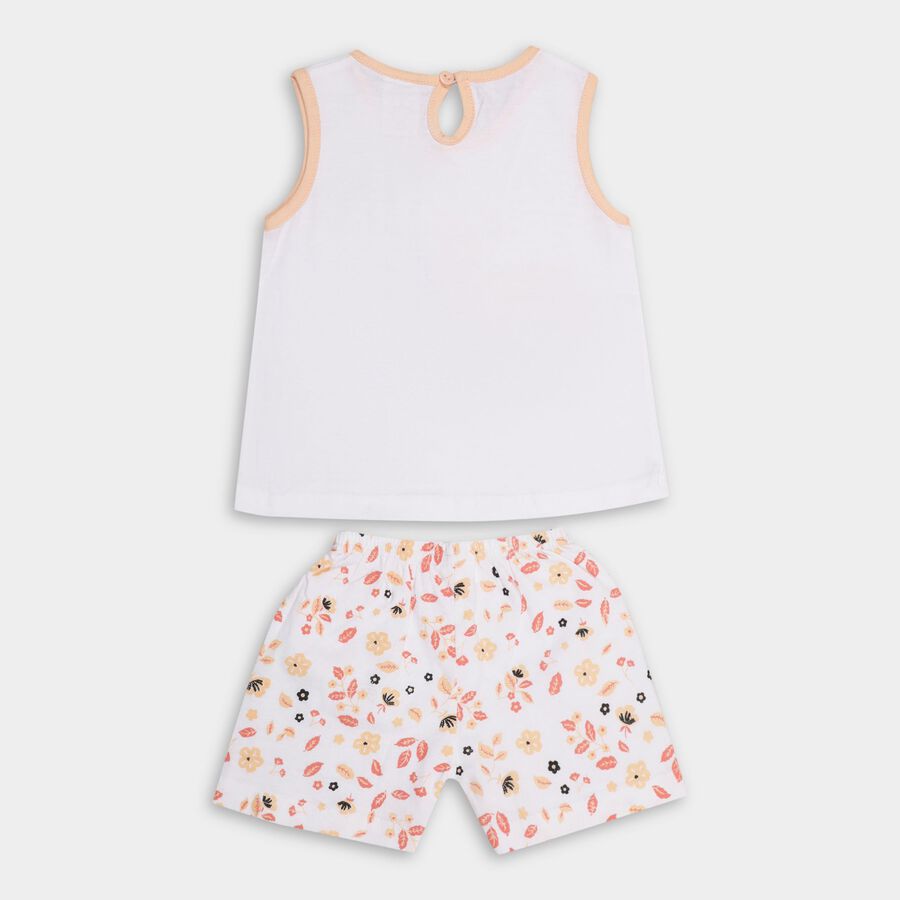 Infant Girls' 100% Cotton Short Set, Off White, large image number null