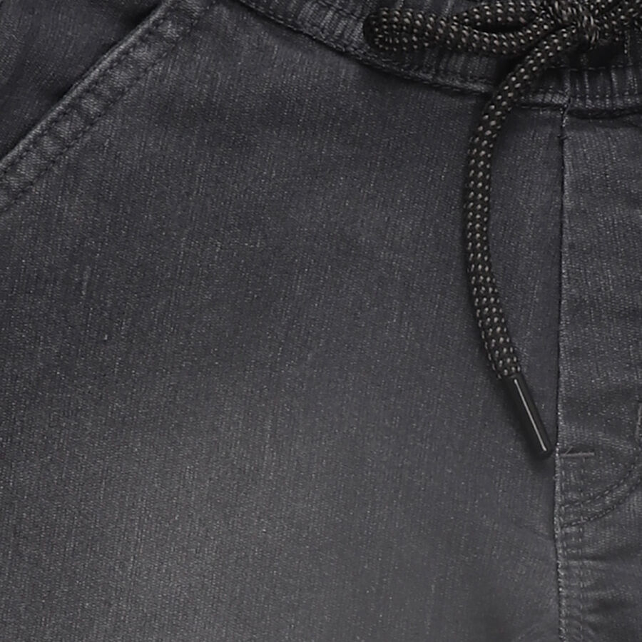 Boys' Charcoal Black Regular Fit Jogger Jeans, हल्का ग्रे, large image number null