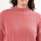 Women's Dusty Pink High Neck Cropped Pullover, गुलाबी, small image number null