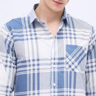 Men's Muted Steel Blue Cotton Classic Casual Shirt, Dark Blue, small image number null