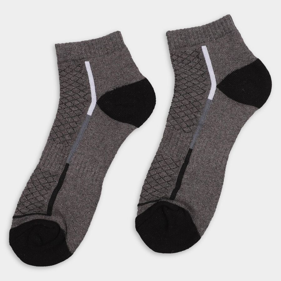 Men's Light Gray and Dark Gray Ankle Length Socks Pack of 3, नेवी ब्लू, large image number null