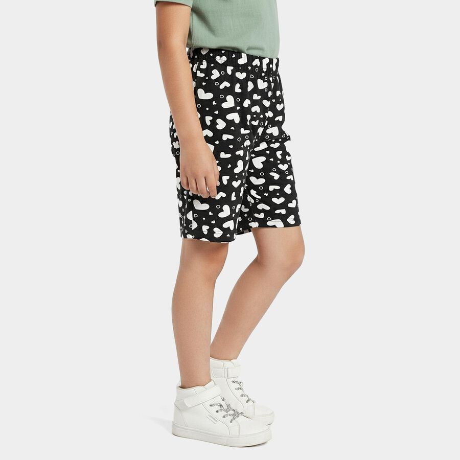 Girls' Black Regular Fit Casual Shorts, काला, large