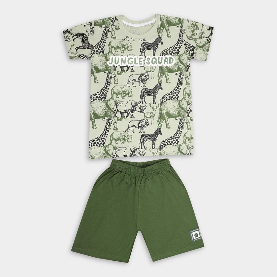 Boys' 100% Cotton Knit Baba Suit, Olive, large