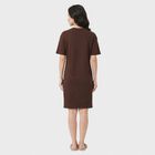 Women's Brown Cotton Round Neck T-Shirt Style Nighty, भूरा, small