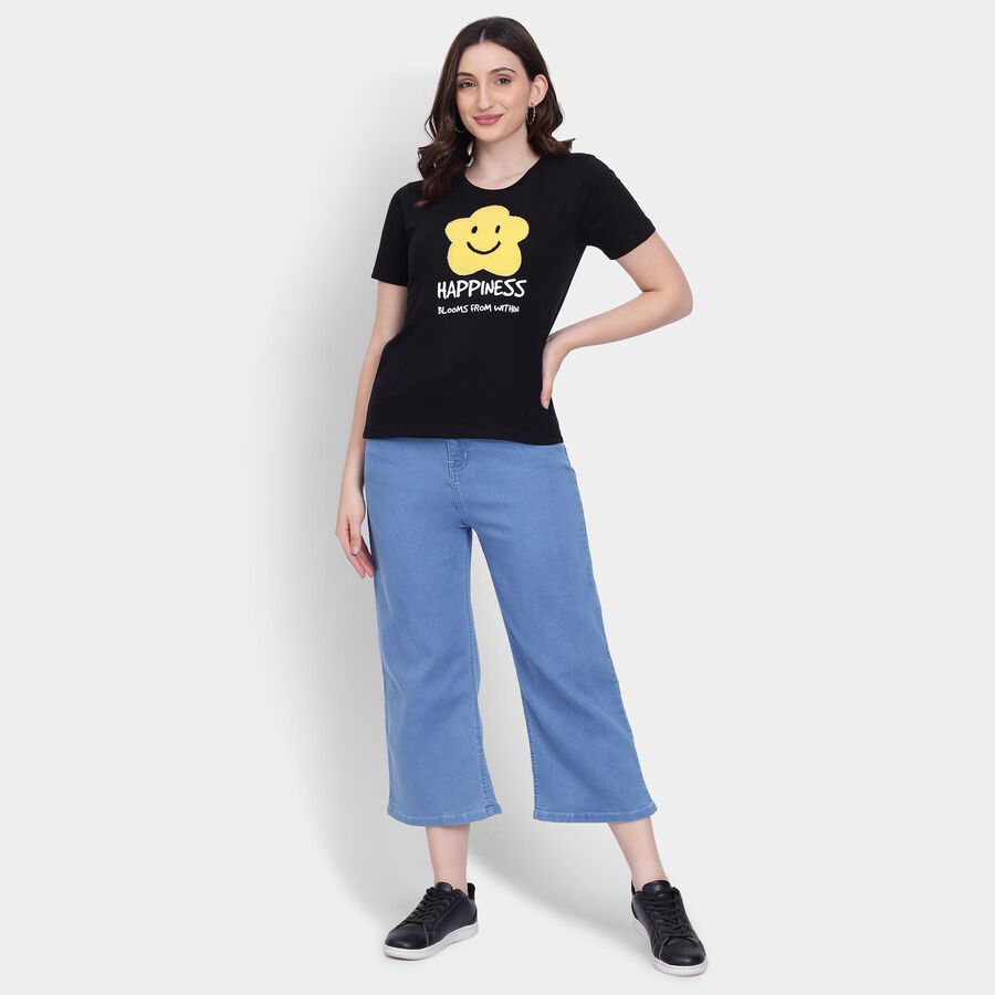 Ladies' Round Neck T-Shirt , Black, large image number null