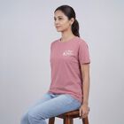 Women's Pink Round Neck Casual T-Shirt, Pink, small