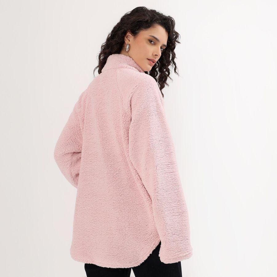 Women's Light Pink High Neck Casual Sweatshirt, गुलाबी, large image number null