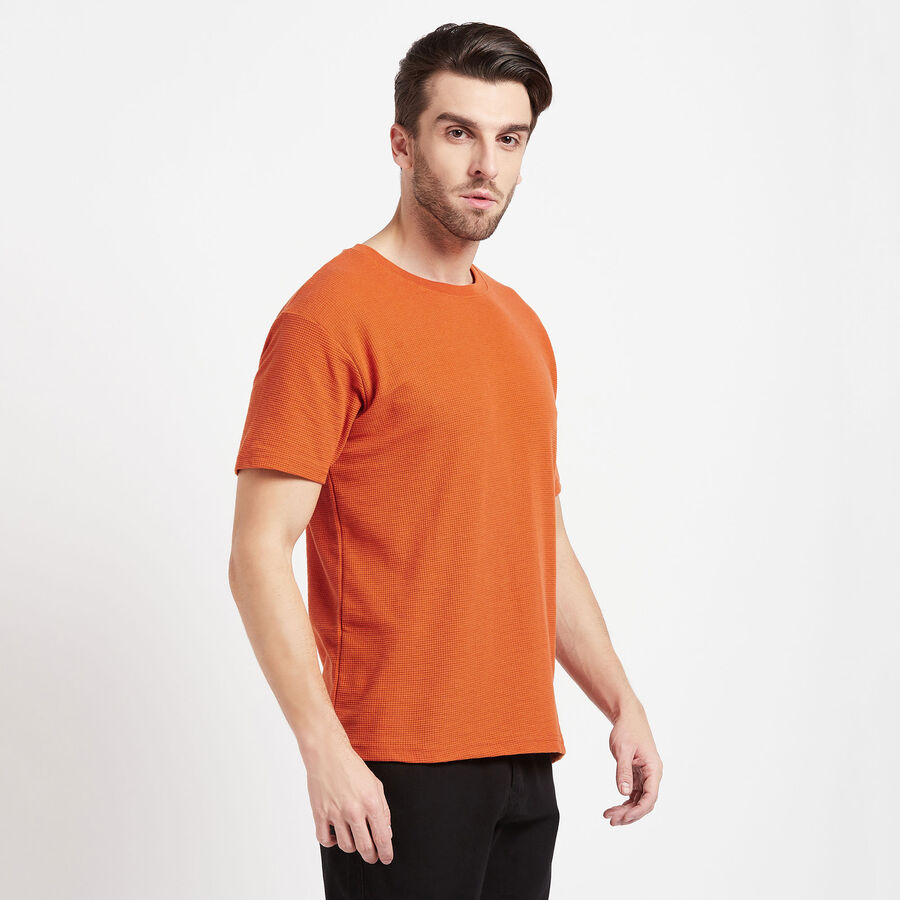 Solid Round Neck T-Shirt, Rust, large image number null