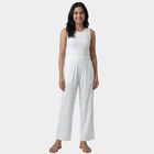 Women's Off White Neutral Relaxed Fit Solid Palazzos, Off White, small