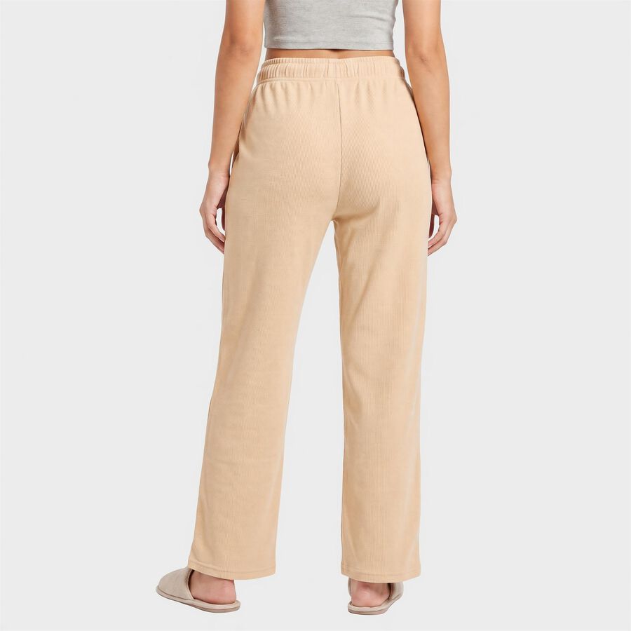 Women's Beige Straight Fit Solid Drawstring Pyjama, Beige, large