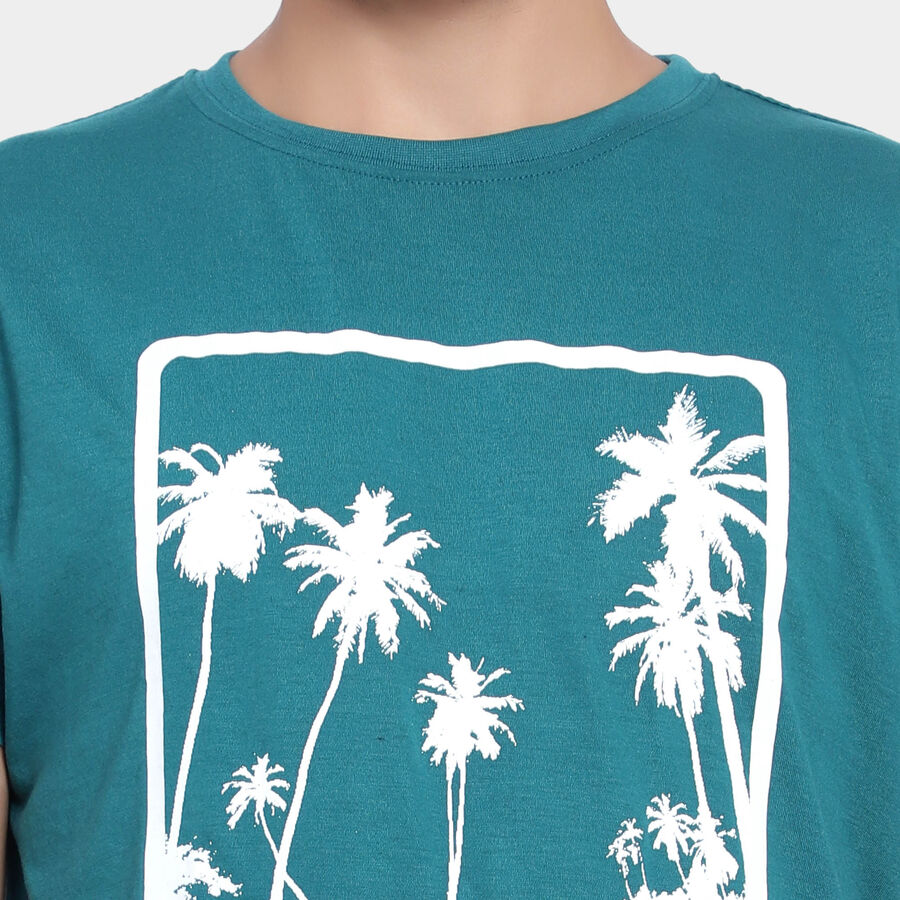 Round Neck T-Shirt, Teal Blue, large image number null