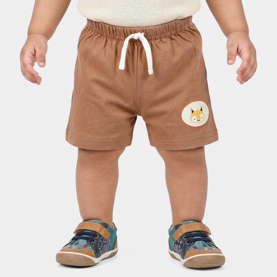 Infants' Brown Regular Fit Printed Half Pant