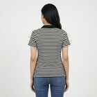 Women's Black Polo Neck Striped Polo T-Shirt, Black, small