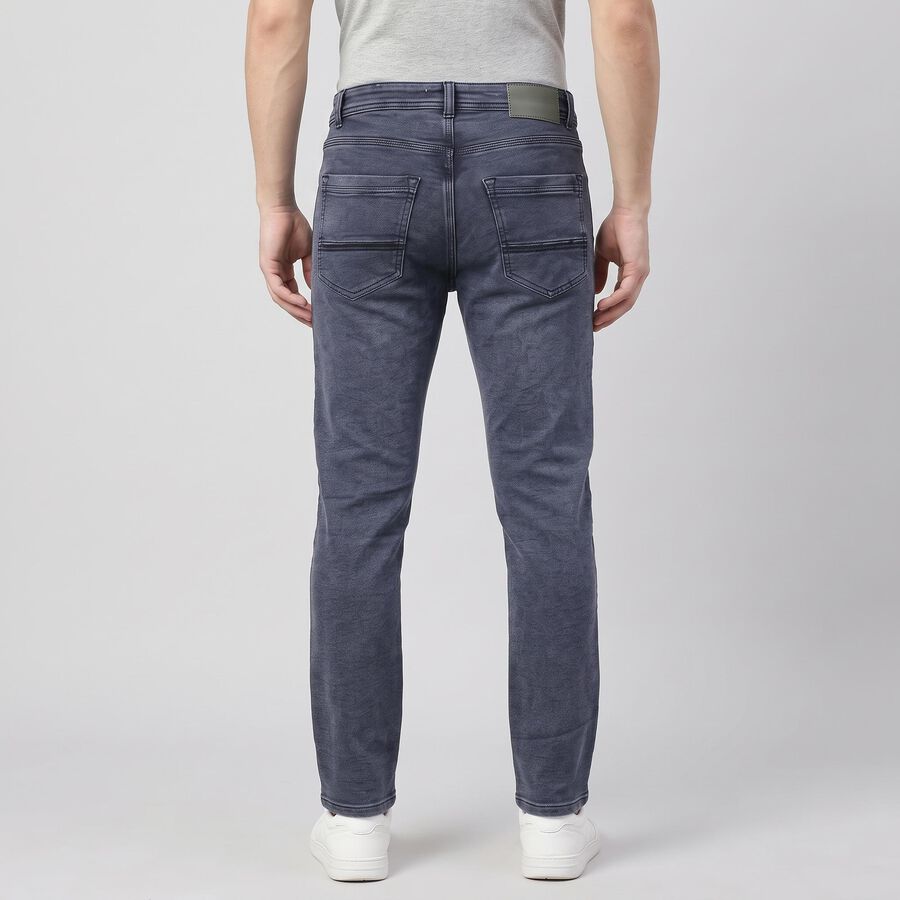 Men's Navy Blue Slim Fit Washed Jeans, Dark Blue, large