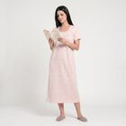 Women's Off White Round Neck A-Line Nighty, ऑफ व्हाइट, small