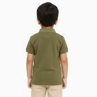 Boys Muted Olive Green Polo Neck Casual T-Shirt, Olive, small