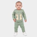 Infants Green Cotton Round Neck Lounge Set Hipster Set, हल्का हरा, small