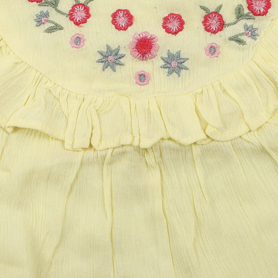 Infants Yellow Round Neck Casual Top, Yellow, large