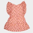 Girls' Peach Sleeveless Floral A-Line Dress, पीच, small