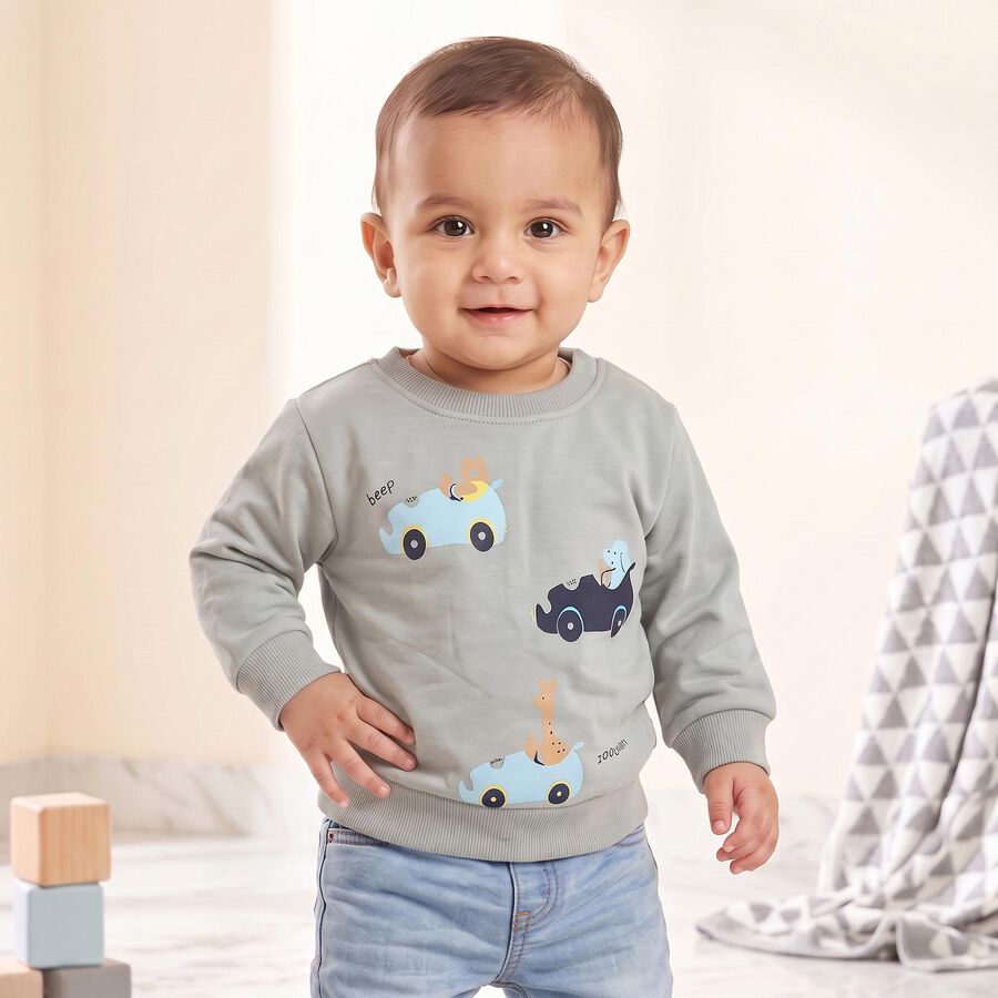 Infants' Light Blue Crew Neck Graphic Print Sweatshirt, Light Blue, large