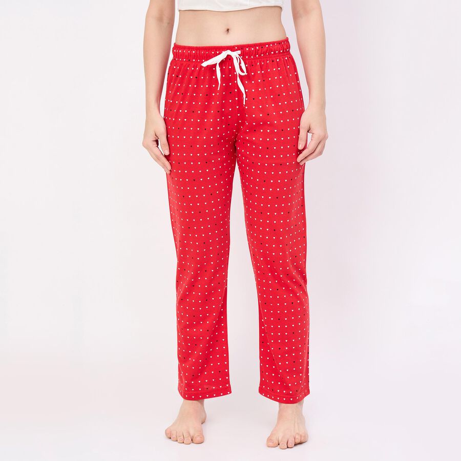 Women's Light Grey Relaxed Fit Cotton Blend Pyjama, लाल, large