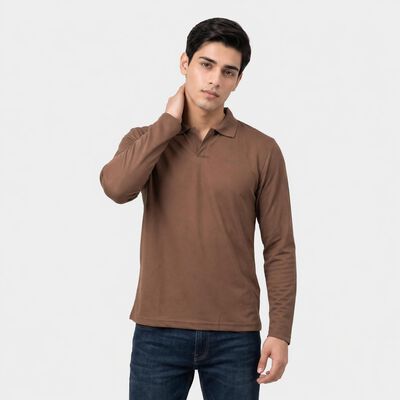 Men's Brown Polo Neck Polo T-Shirt