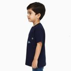 Boys Deep Midnight Navy Blue Cotton Crew Neck Casual T-Shirt, Navy Blue, small image number null
