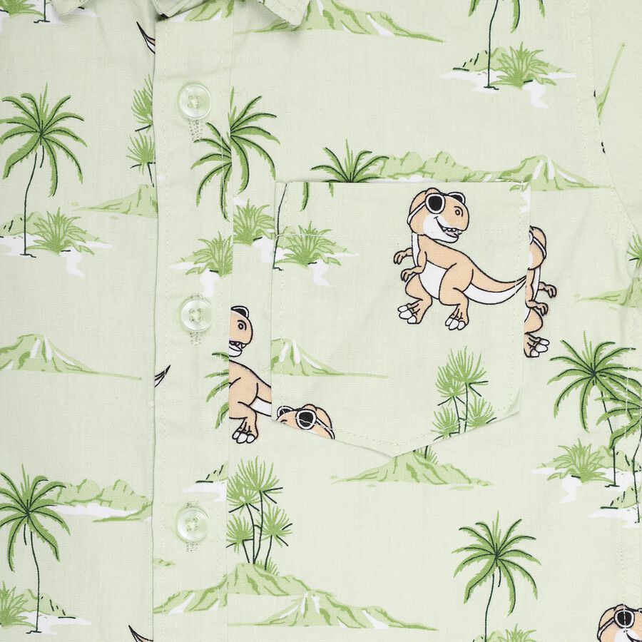 Boys' 100% Cotton Casual Shirt, हल्का हरा, large image number null