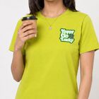 Women's Green Round Neck Regular T-Shirt, Neon Green, small