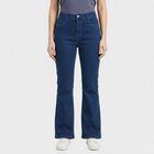 Women's Blue Bootcut Fit Lightly Faded Jeans, मध्यम नीला, small