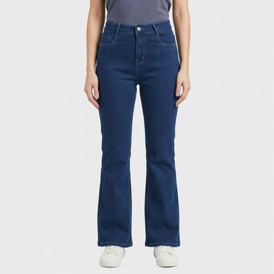 Women's Blue Bootcut Fit Lightly Faded Jeans