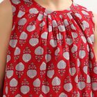 Women's Maroon Cotton Notch Neck Floral Printed Kurti, Maroon, small