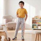 Girls' Grey Jogger Fit Typographic Print Pyjama, Light Grey, small