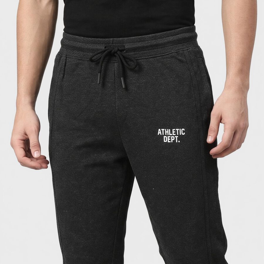 Men's Charcoal Jogger Fit Printed Track Pants, चारकोल, large