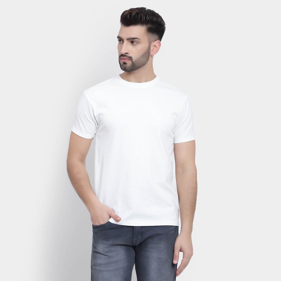 Solid Round Neck T-Shirt, White, large image number null