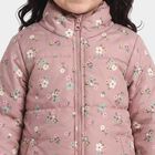 Girls' Pink Stand Collar Puffer Jacket, Pink, small