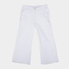Girls' Off White Elastic Waist Comfortable Trousers, ऑफ व्हाइट, small