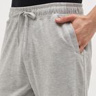 Men's Light Ash Grey Tapered Fit Elastic Waist Track Pants, Melange Mid Grey, small image number null