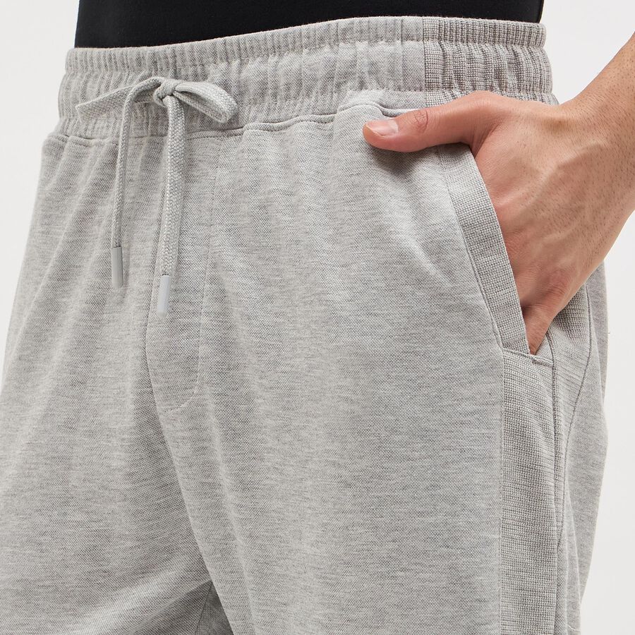 Men's Light Ash Grey Tapered Fit Elastic Waist Track Pants, Melange Mid Grey, large image number null