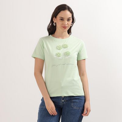 Ladies' 100% Cotton Round Neck T-Shirt