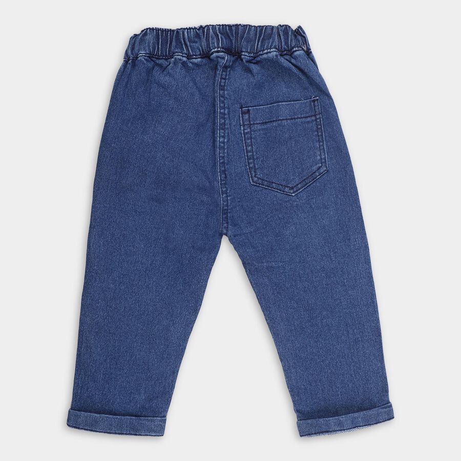 Infants' Stonewashed Blue Regular Fit Floral Embroidered Jeans, Mid Blue, large image number null