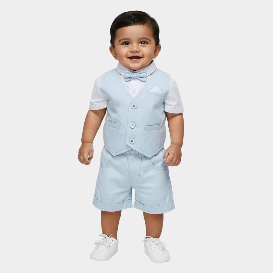 Infants' Light Blue Cotton Collared Formal Baba Suit, Light Blue, large