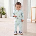 Infants' Aqua Cotton Round Neck Graphic Print Baba Suit, Aqua, small
