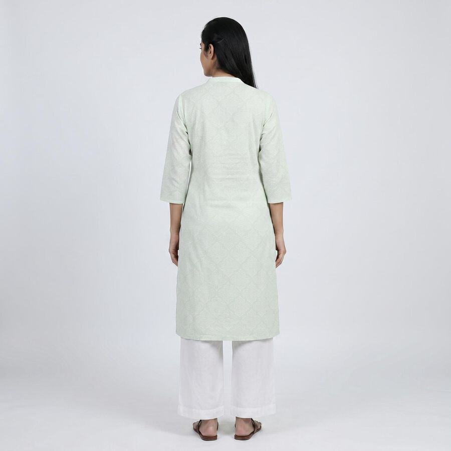 Women's Light Green Cotton Kurta, हल्का हरा, large