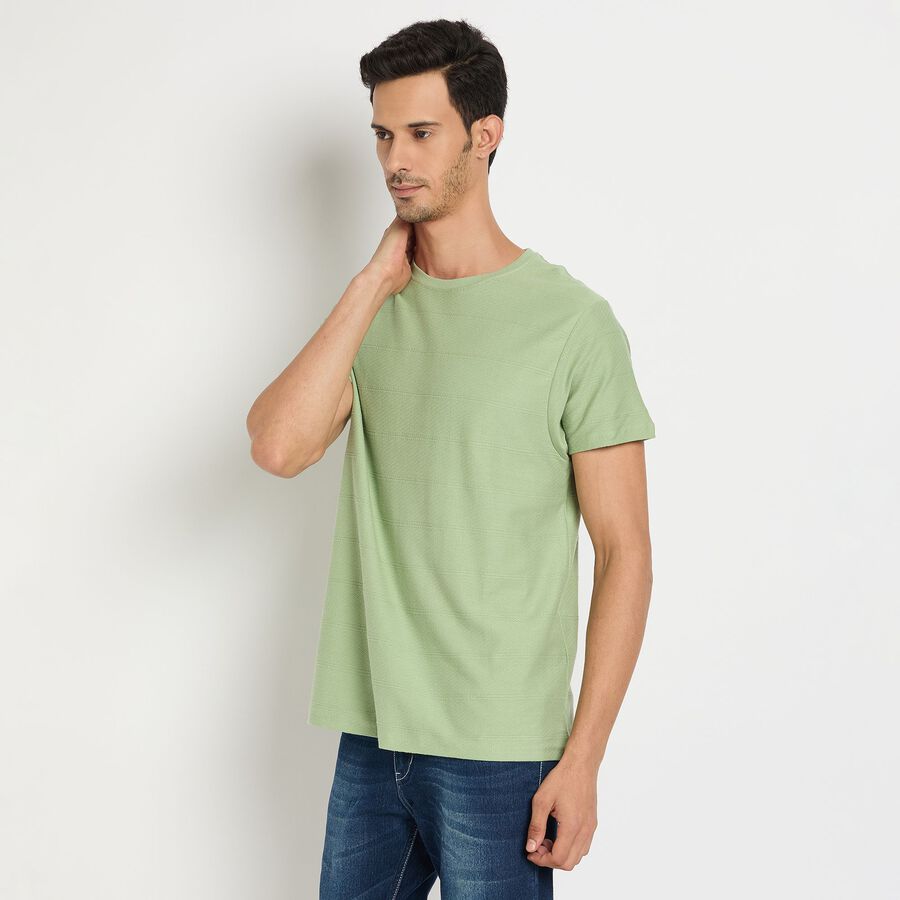 Men's 100% Cotton Round Neck Half Sleeves T-Shirt, Light Green, large image number null
