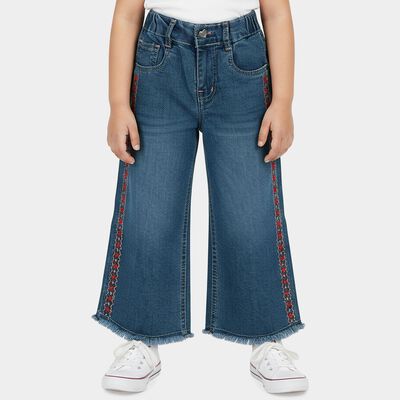 Girls Mid Blue Regular Fit Casual Jeans